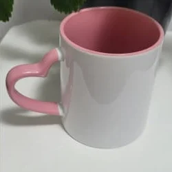 Caneca com alça de coração (rosa)